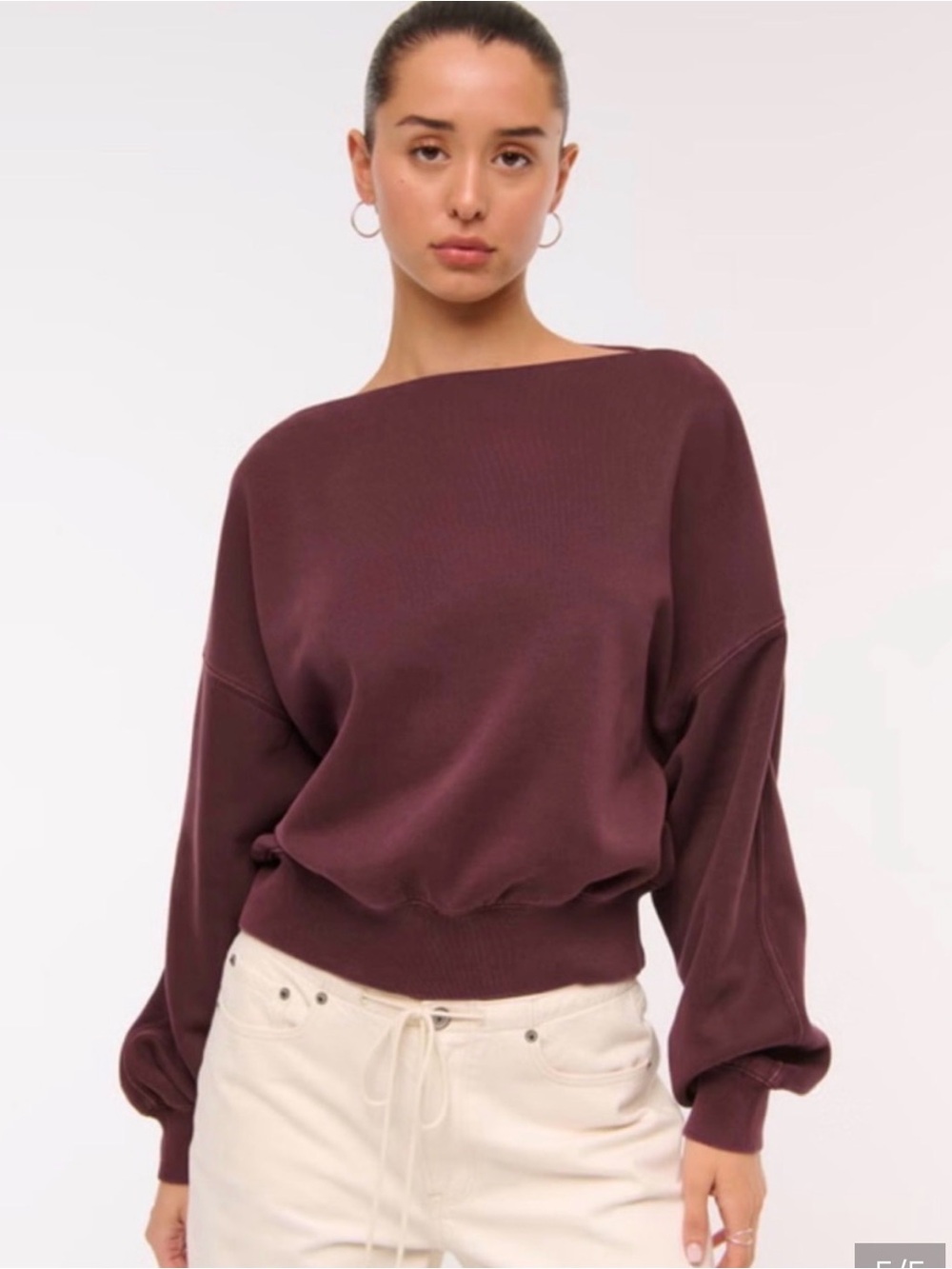 Abercrombie & Fitch Off-the-Shoulder Sweater in brown